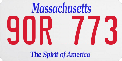 MA license plate 9OR773