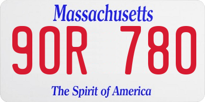 MA license plate 9OR780