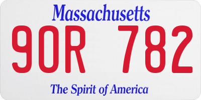 MA license plate 9OR782
