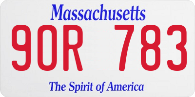 MA license plate 9OR783