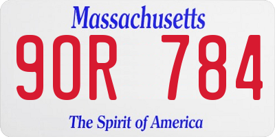MA license plate 9OR784