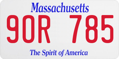 MA license plate 9OR785