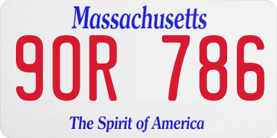 MA license plate 9OR786