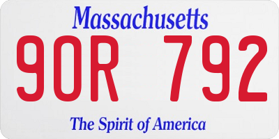 MA license plate 9OR792