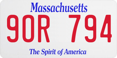 MA license plate 9OR794
