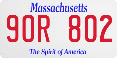 MA license plate 9OR802