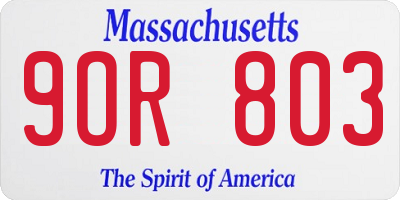 MA license plate 9OR803