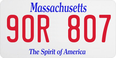 MA license plate 9OR807