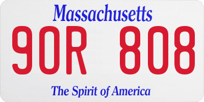 MA license plate 9OR808