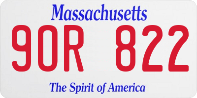 MA license plate 9OR822