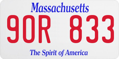 MA license plate 9OR833