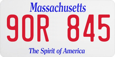 MA license plate 9OR845