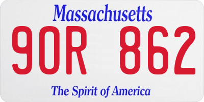 MA license plate 9OR862
