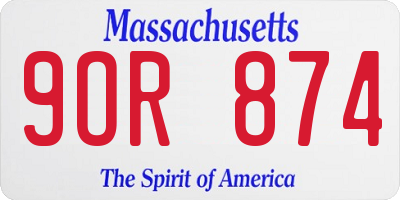 MA license plate 9OR874