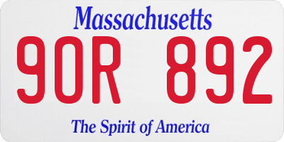 MA license plate 9OR892
