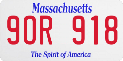 MA license plate 9OR918