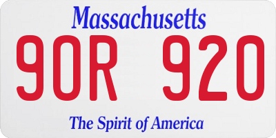 MA license plate 9OR920
