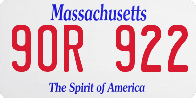 MA license plate 9OR922