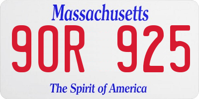 MA license plate 9OR925