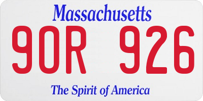 MA license plate 9OR926
