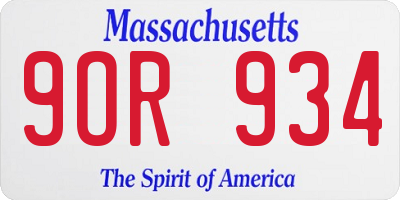 MA license plate 9OR934