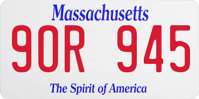 MA license plate 9OR945
