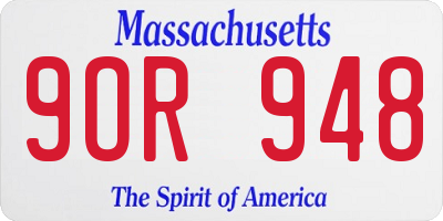 MA license plate 9OR948