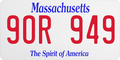 MA license plate 9OR949