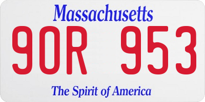 MA license plate 9OR953
