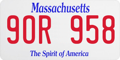 MA license plate 9OR958