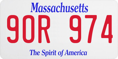 MA license plate 9OR974