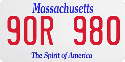 MA license plate 9OR980