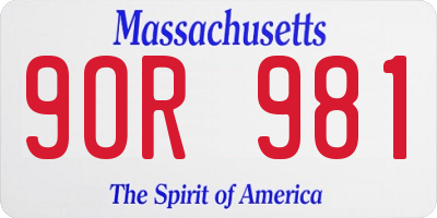MA license plate 9OR981