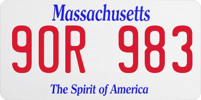 MA license plate 9OR983