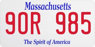 MA license plate 9OR985