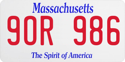MA license plate 9OR986