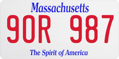MA license plate 9OR987