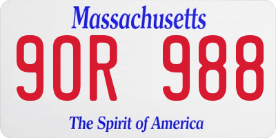 MA license plate 9OR988