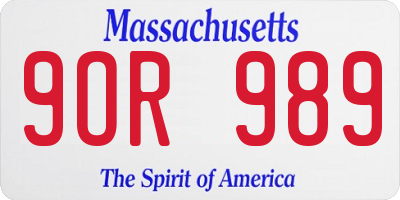 MA license plate 9OR989