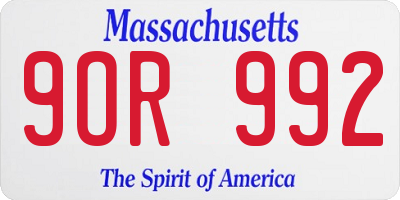 MA license plate 9OR992
