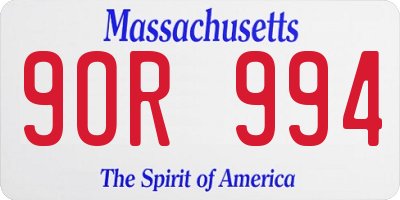 MA license plate 9OR994