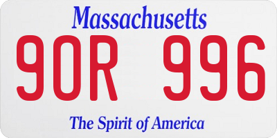 MA license plate 9OR996