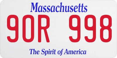MA license plate 9OR998