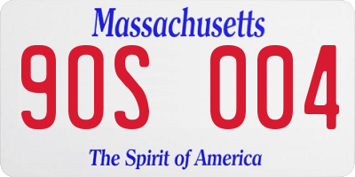 MA license plate 9OS004