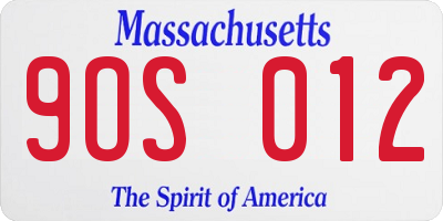MA license plate 9OS012