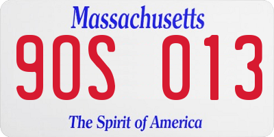 MA license plate 9OS013