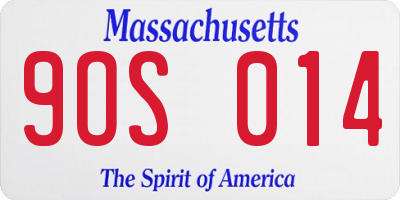 MA license plate 9OS014