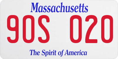 MA license plate 9OS020
