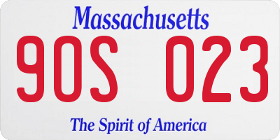 MA license plate 9OS023