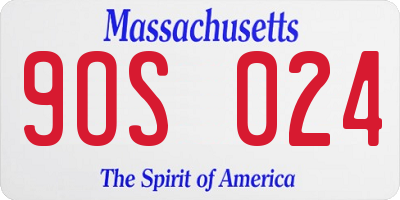 MA license plate 9OS024